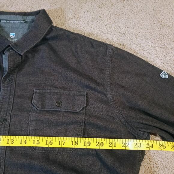 Kuhl Descendr Flannel Men's Size Large Brown Button Up Flap Pockets Long Sleeve - Picture 11 of 13